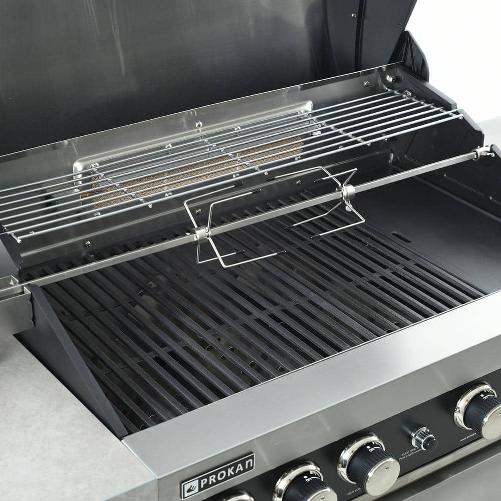 Desert Sunrise 86.7" Brown Propane Grill Island with Sink and Fridge