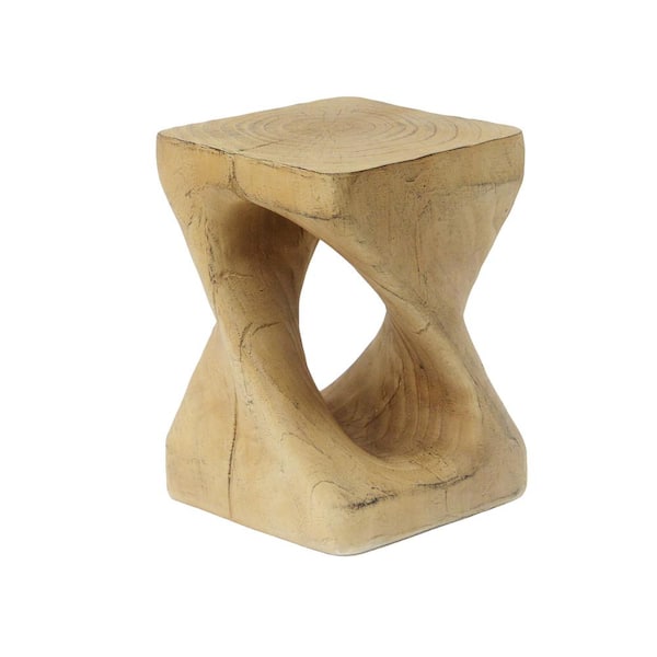 maocao hoom Twist Shape Side Table, Wood-like Texture, Natural Color
