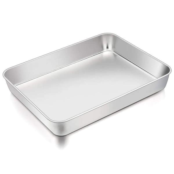 1-Piece Stainless Steel Deep Side Brushed Heavy Duty Single Lasagna Casserole Cake Pan for Oven Dishwasher Safe