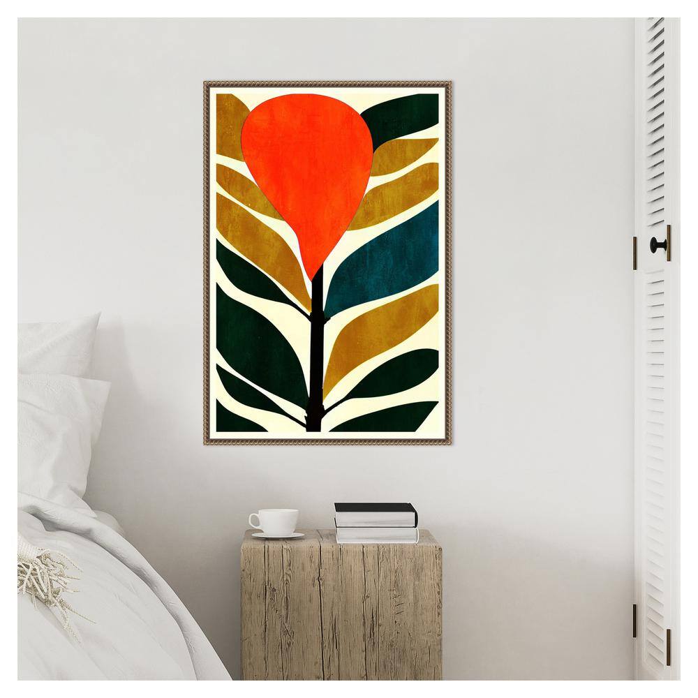 23"x33" Abstract Flower No.3 Canvas Wall Art with Bronze Frame