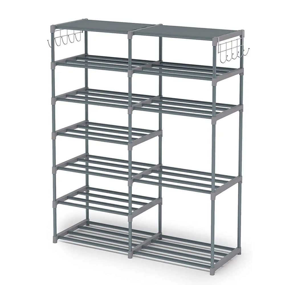 42 in. H 24-Pair Gray Plastic Shoe Rack