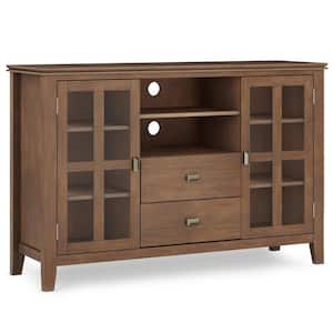 Artisan Solid Wood 53 in. Wide Contemporary TV Media Stand in Rustic Natural Aged Brown For TVs up to 60 in.