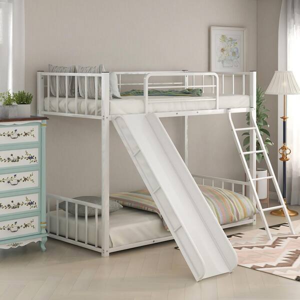 white bed with slide