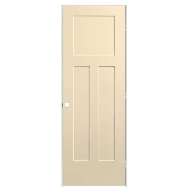 Masonite 28 in. x 80 in. 3-Panel Winslow Left-Hand Solid Core Golden Haystack Molded Composite Single Prehung Interior Door