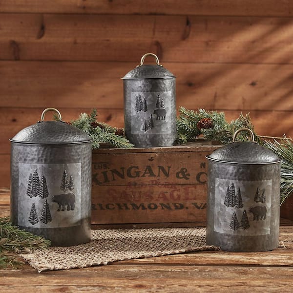 Park Designs Wild Woods Bear Metal Canisters Set of 3