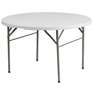 47.75 in. Granite White Plastic Tabletop Metal Frame Folding Table