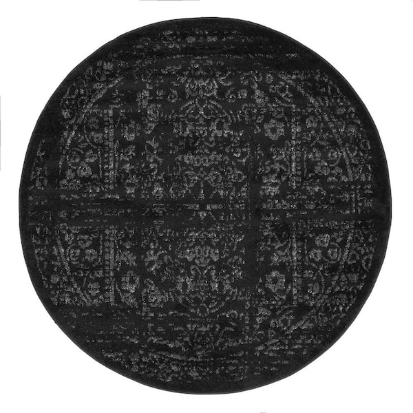 nuLOOM Arlena Distressed Persian Medallion Black 8 ft. Indoor Round Rug