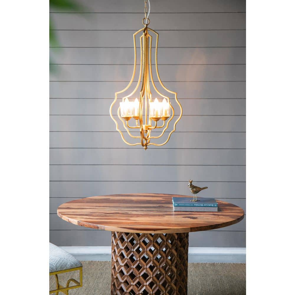 4-Light Gold No Decorative Accents Empire Chandelier for Dining Room, Foyer, or Kitchen with No Bulbs Included price history on PriceWatchPro