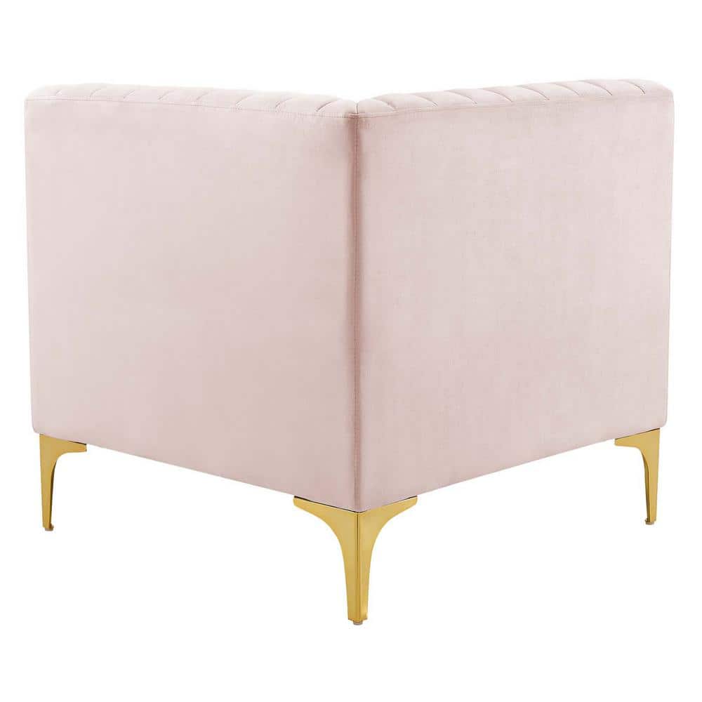 Triumph 32" Pink Velvet Channel Tufted Corner Chair