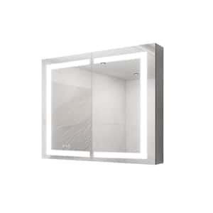 36 in. W x 30 in. H Rectangular Aluminum LED Medicine Cabinet with Mirror, Anti-Fog, Waterproof, Dimmable, Dual Doors