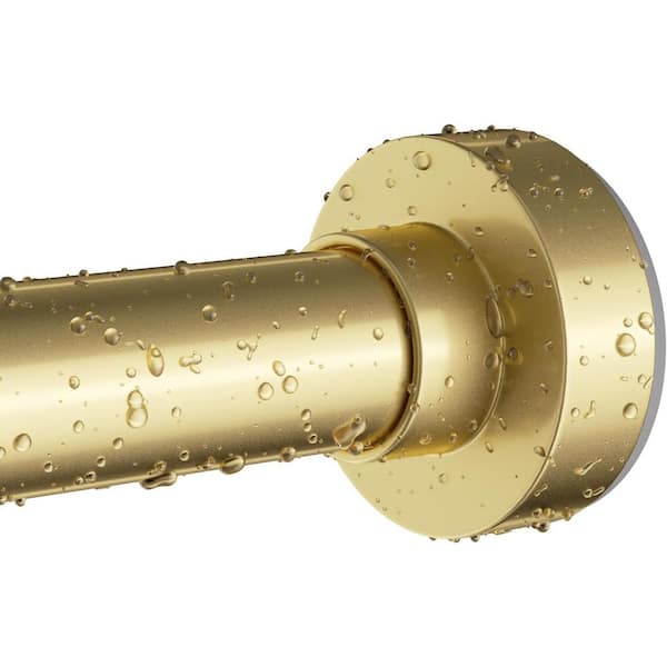 Adjustable Gold Shower Curtain Rod 17.60 in. x 3 in. W Spring Tension NonSlip No Drilling for Bathroom Window Never Rust