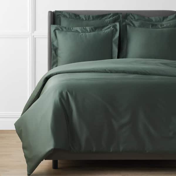 The Company Store Legends Hotel Supima Cotton Wrinkle-Free Olive Green Full Sateen Duvet Cover
