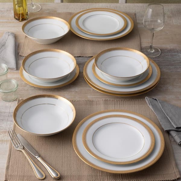 Noritake Crestwood Gold 12-Piece (Gold) Porcelain Dinnerware Set