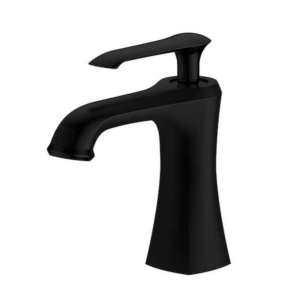 HOMLUX Single-Handle Single-Hole Bathroom Faucet with Drain Kit Included in Matte Black