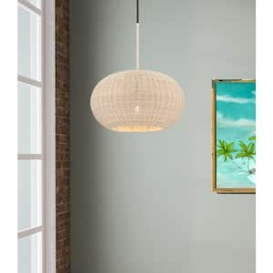 Modjeska 1-Light Black Pendant with Natural Rattan Shade