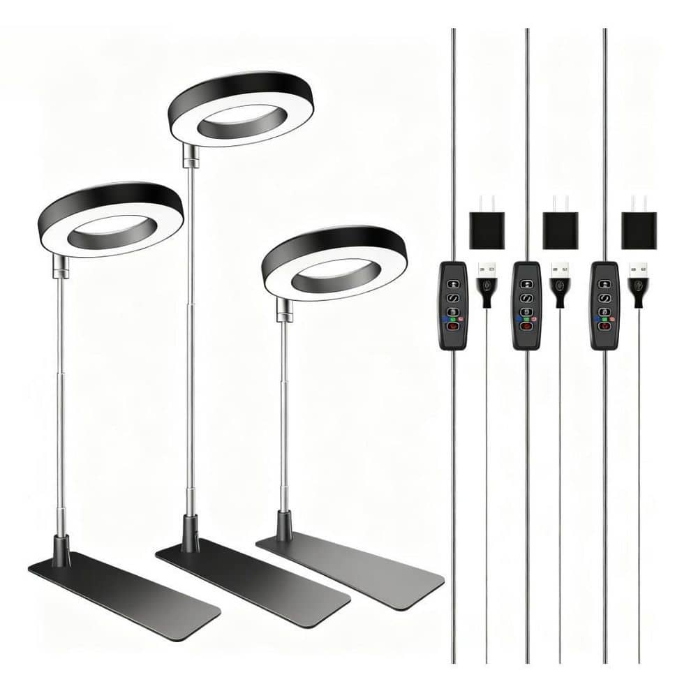 Adjustable 48-LEDs Full Spectrum Grow Lights with Base and 3-Optional Spectrums for Indoor Plants, Black (3-Pack) price history on PriceWatchPro