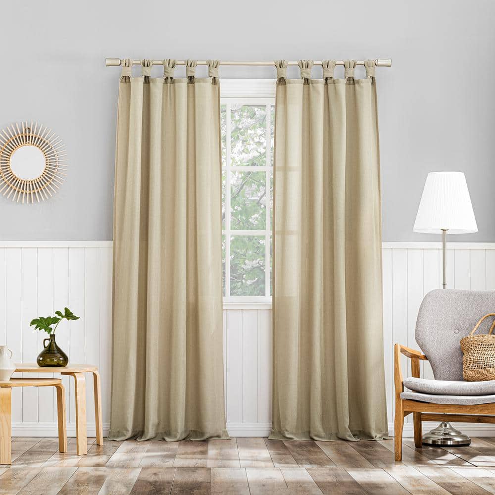 Taupe Polyester Light-Filtering Tab Top Curtain Panel 40"x84"