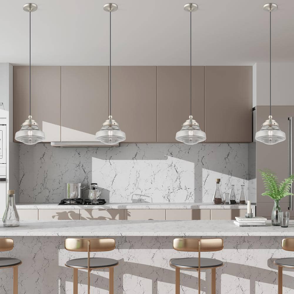 Brushed Nickel Mini Pendant with Smoke Glass Shade