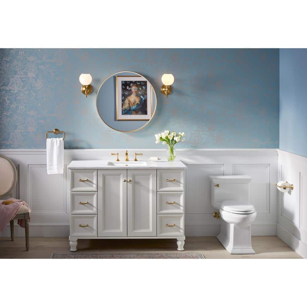 Transitional 28" Round Vanity Mirror in Moderne Brushed Gold