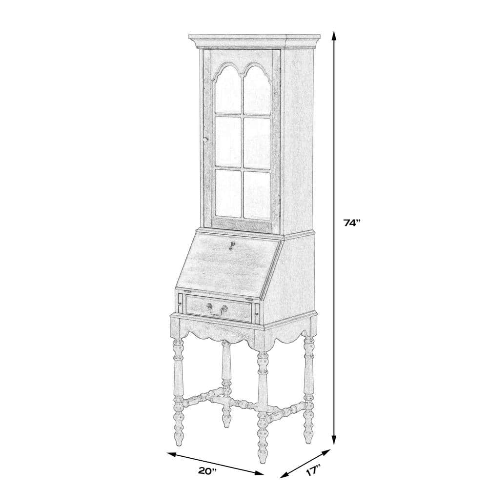 Traditional Lighted Brown Wood China Cabinet with Hutch
