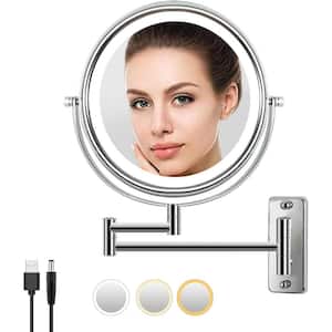 16.8 in. W x 12 in. H Round Magnifying, Lighted Wall Bathroom Makeup Mirror in Chrome