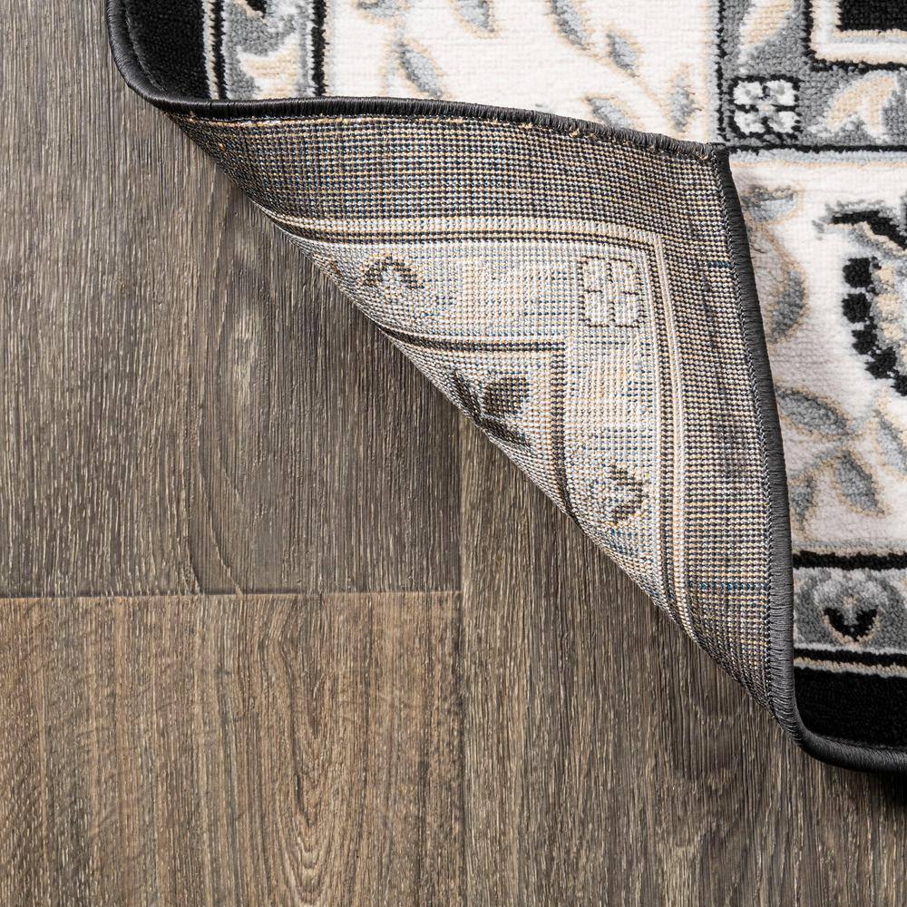 Gray and Ivory Rectangular Synthetic Area Rug
