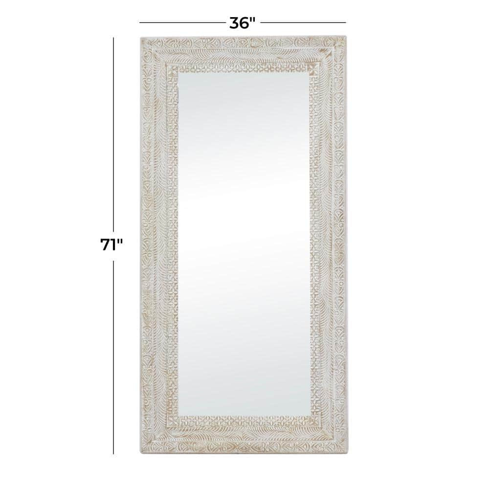 Elegant Traditional 71'' Full-Length Brown Wood Framed Mirror