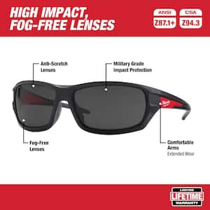 Performance Safety Glasses with Tinted Fog-Free Lenses & Banded Reusable Red Earplugs with 25 dB Noise Reduction Rating