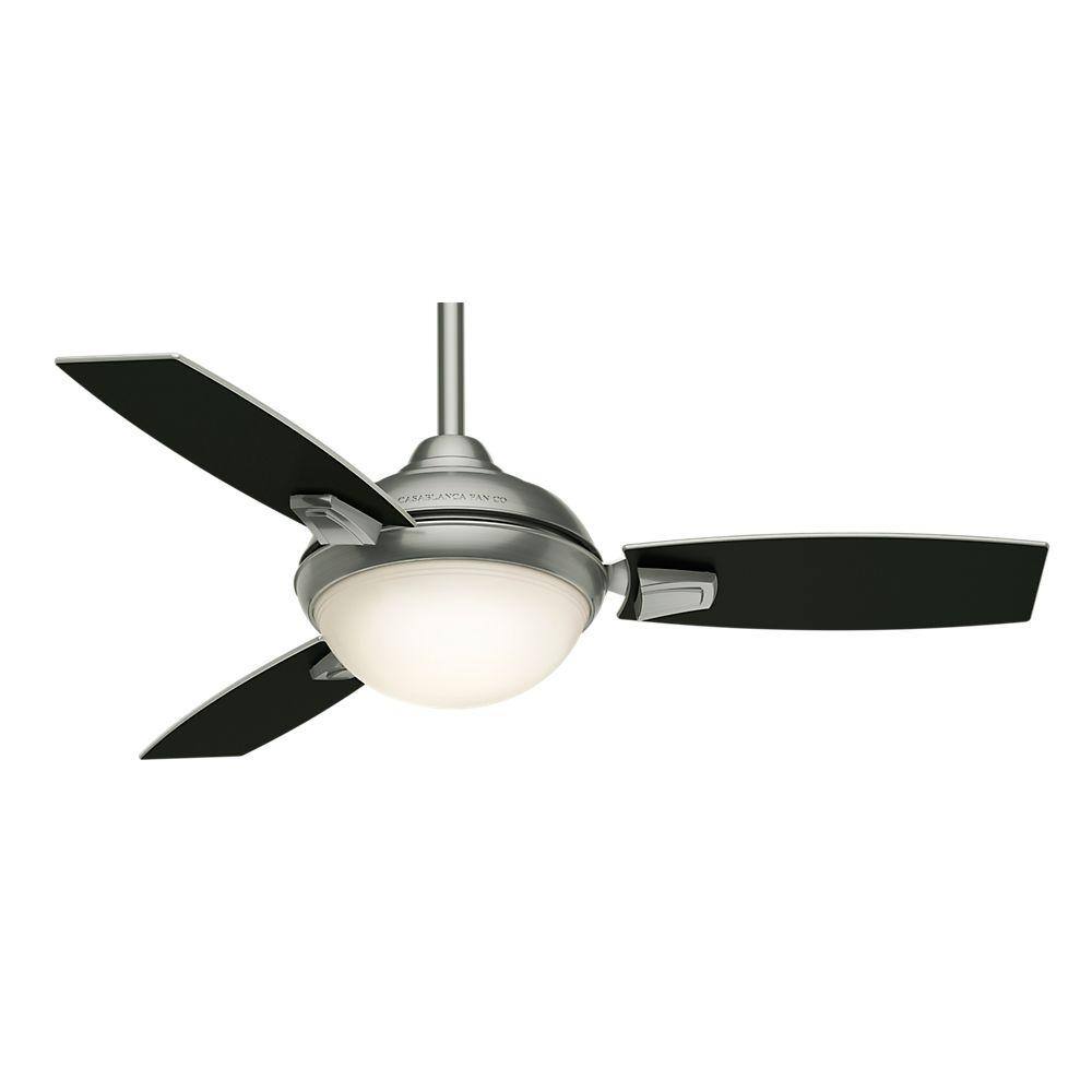 44" Satin Nickel Modern Ceiling Fan with LED Light and Remote