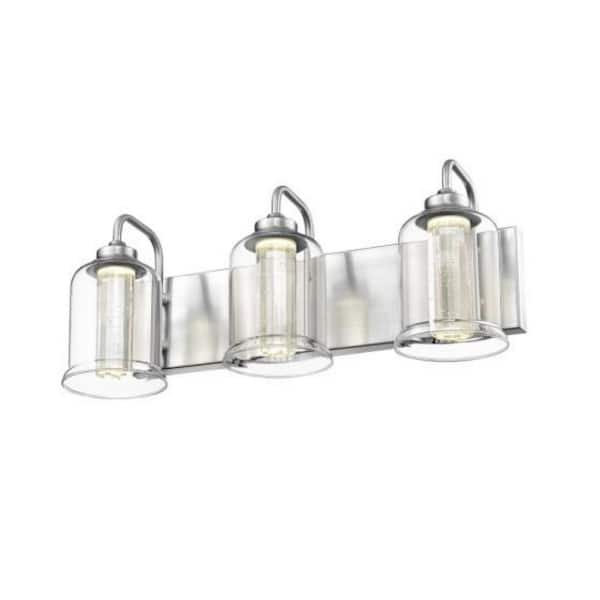 20 in. 3-Light 18-Watt LED Vanity Light with Crystal Brushed Nickel LED Vanity Light