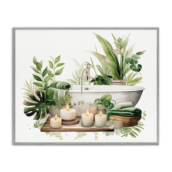 Tropical Zen Bathtub by Lettered and Lined Gray Framed Giclee Nature Art Print 16 in. x 20 in.