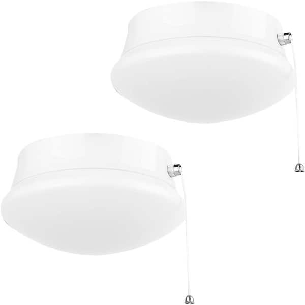 7 in. Standard Integrated LED Ceiling Light with Pull Chain 12W 4000K 1300 Lm Flush Mount Lighting for Closets (2-Pack)
