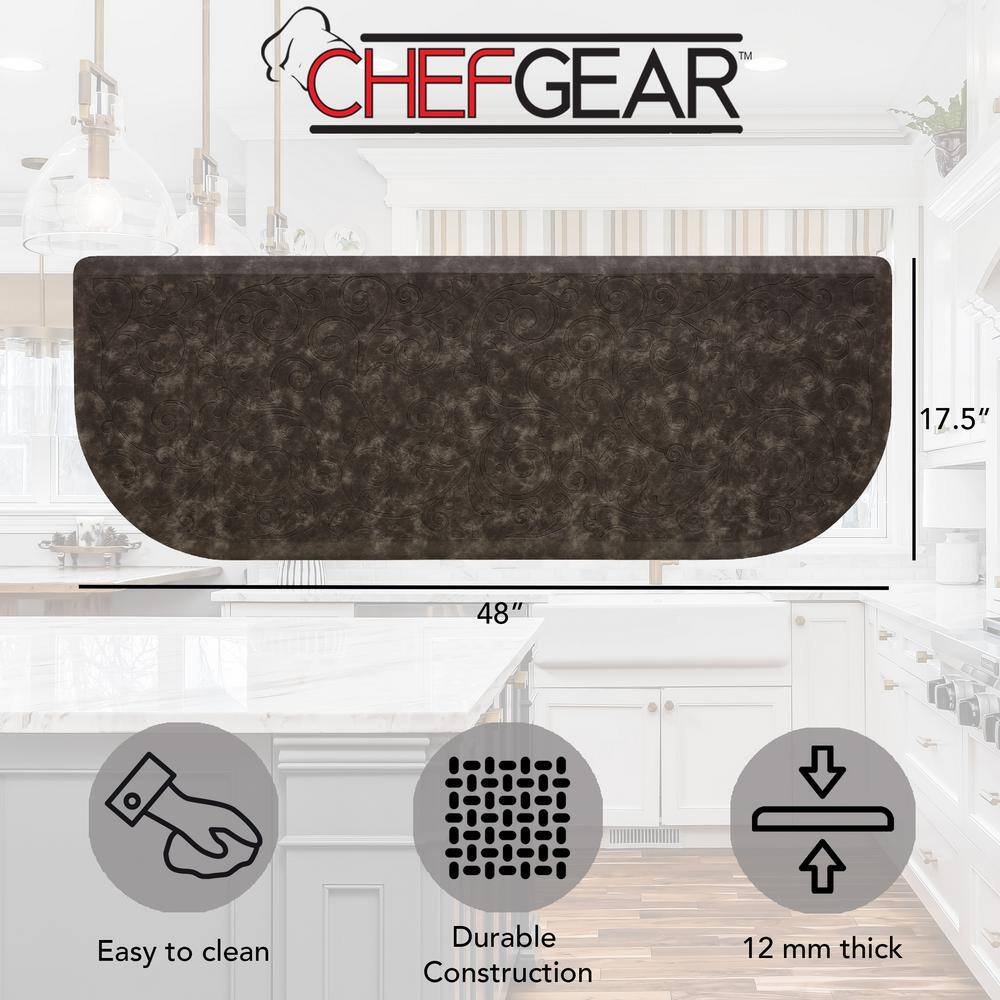 Dark Gray Semi-Circle Anti-Fatigue Kitchen Mat with PVC Backing