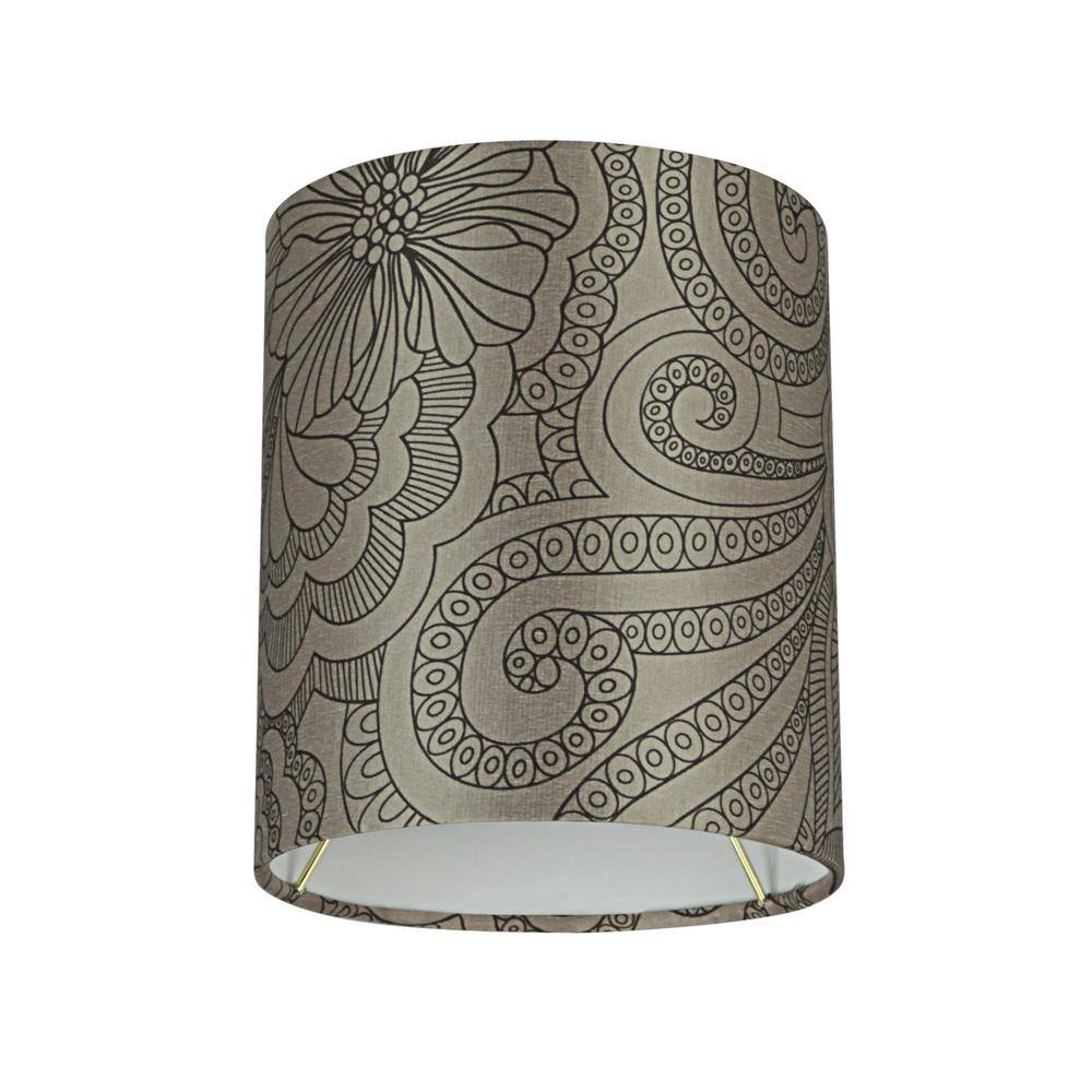 Taupe Floral Print Hardback Empire Lamp Shade, 6.5" x 7.5"