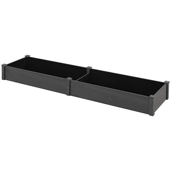 Outsunny 96 in. x 24.25 in. x 10.75 in. Wooden Raised Garden Bed Kit, Elevated Planter with 2-Boxes, Gray