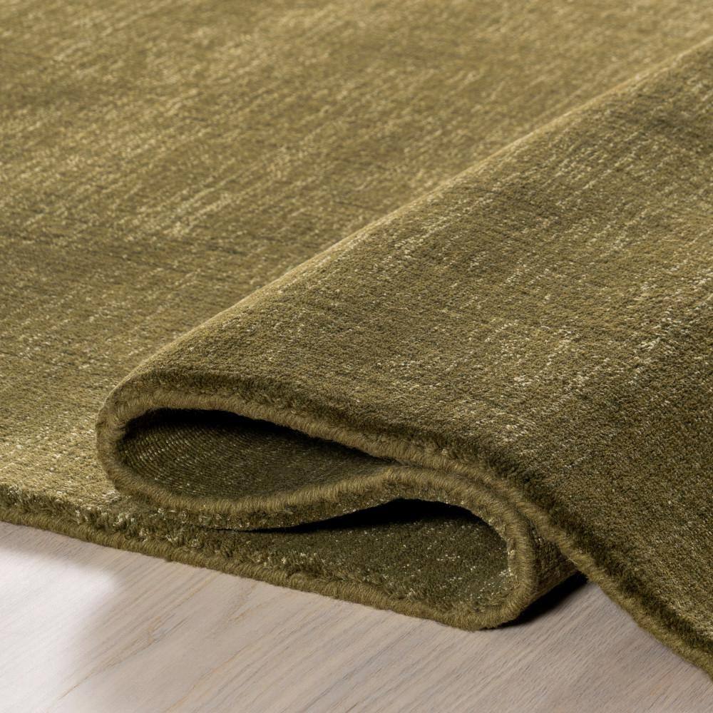 Verdant Green Flat Woven Handmade Wool Viscose Area Rug 4' x 6'