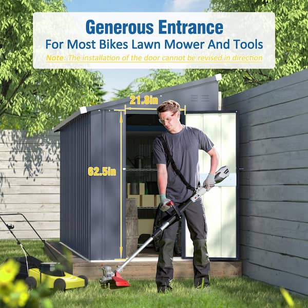 4 ft. W x 10 ft. D Metal Storage Lean-to Shed 40 sq. ft. in Gray