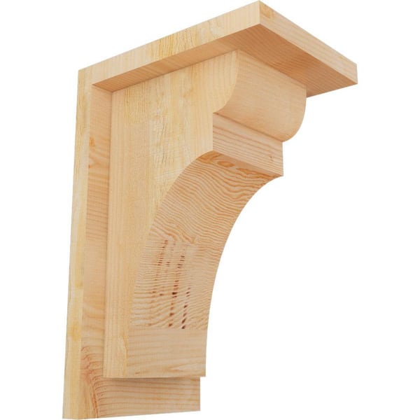 Ekena Millwork 6 in. x 8 in. x 12 in. Douglas Fir Yorktown Rough Sawn Corbel with Backplate