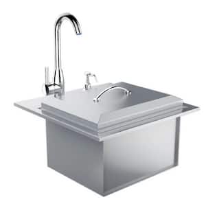 Premium Drop In Sink with Hot and Cold Water Faucet and Cutting Board