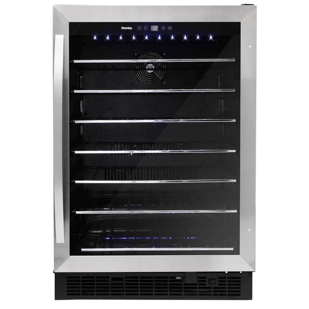 Stainless Steel Built-In 60 Bottle Wine Cooler with LED Lighting