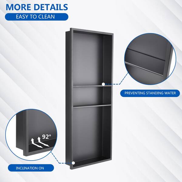 Nivencai 16 in. W x 40 in. H x 4 in. D Stainless Steel Shower