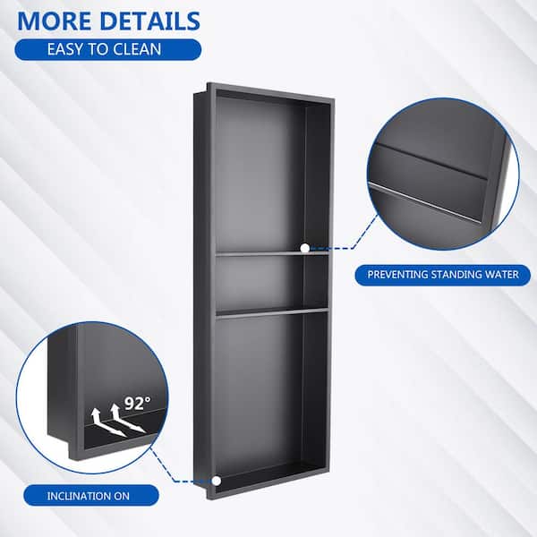 grossag 16 in. W x 40 in. H x 4 in. D Stainless Steel Shower Niche