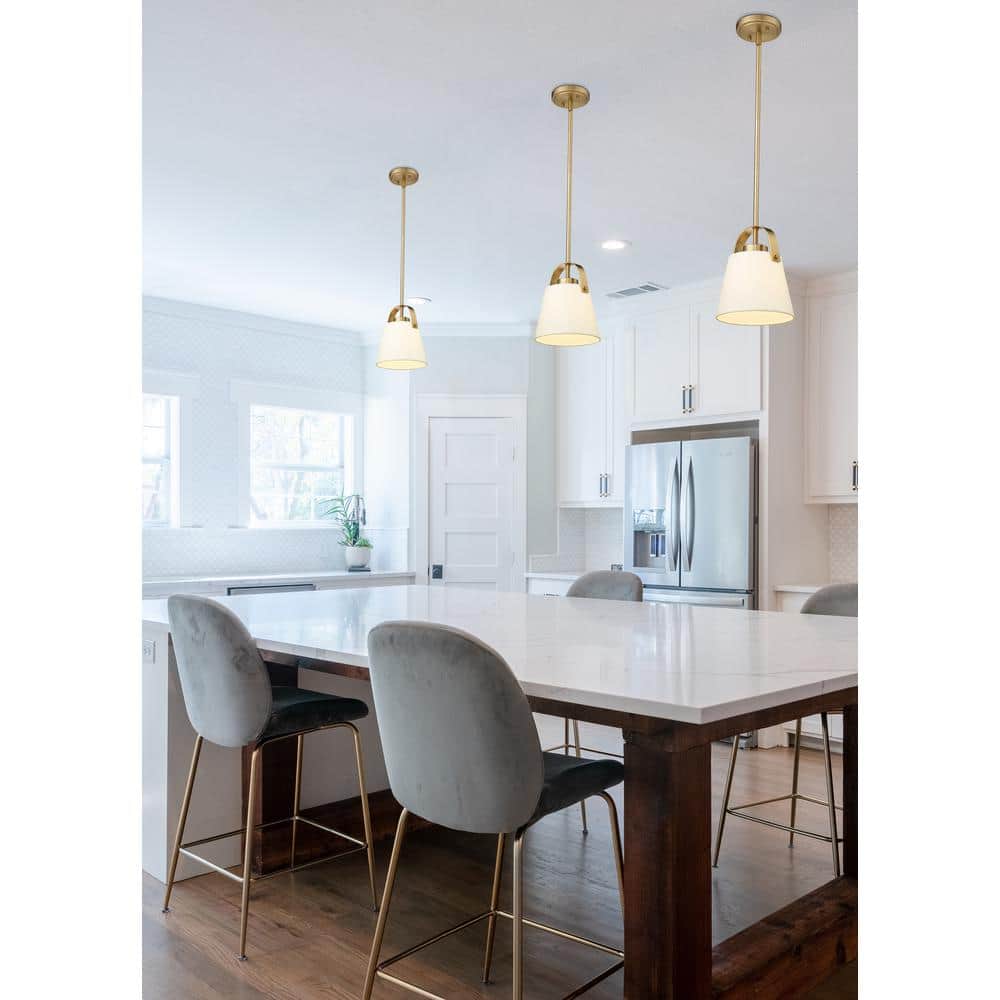 Heritage Brass 8" Pendant Light with Ivory Shade