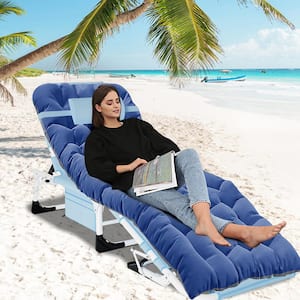 Beach Outdoor Lounge Chair Adjustable Face Down Tanning Chair with Face Hole and Twin Pad
