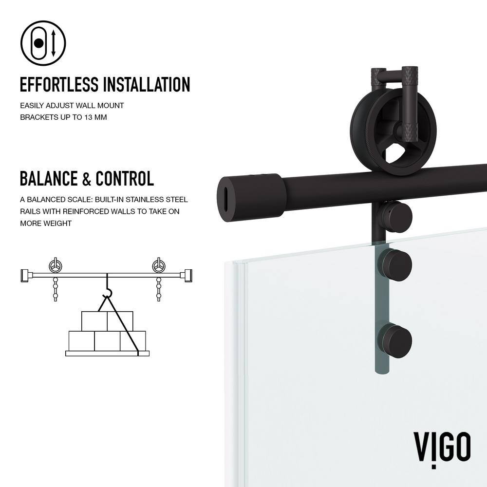 Hamilton 60" Matte Black Frameless Sliding Tub Door with Clear Glass