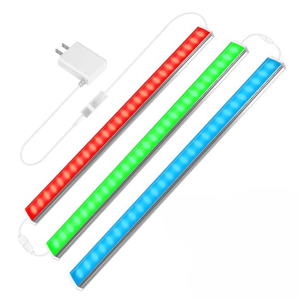 BIBIVIS 3 Pcs 12 in. Plug-in Smart Multicolor White Integrated LED Under Cabinet Light, Dimmable Under Counter Light for Cabinet