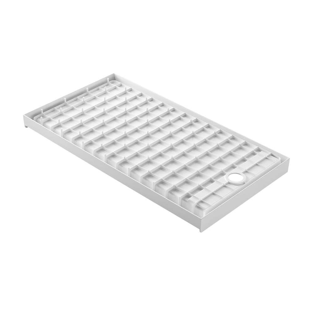 KW 60 in. L x 36 in. W Alcove Solid Surface Shower Pan Base with Left Drain in White with Brushed Nickel Cover price history on PriceWatchPro