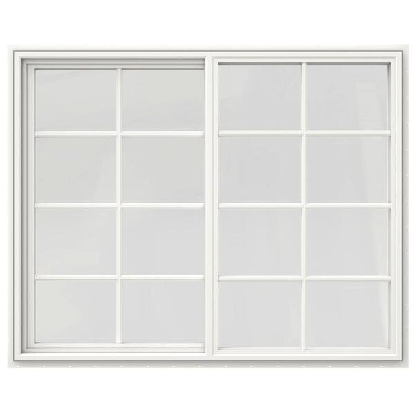 JELD-WEN 59.5 in. x 47.5 in. V-4500 Series White Vinyl Right-Handed Sliding Window with Colonial Grids/Grilles