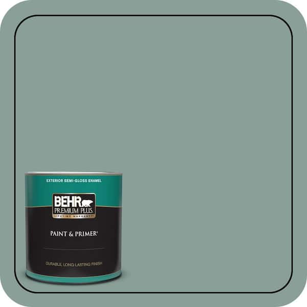 BEHR PREMIUM PLUS 1 qt. #480F-4 Mermaid Net Semi-Gloss Enamel Exterior Paint & Primer