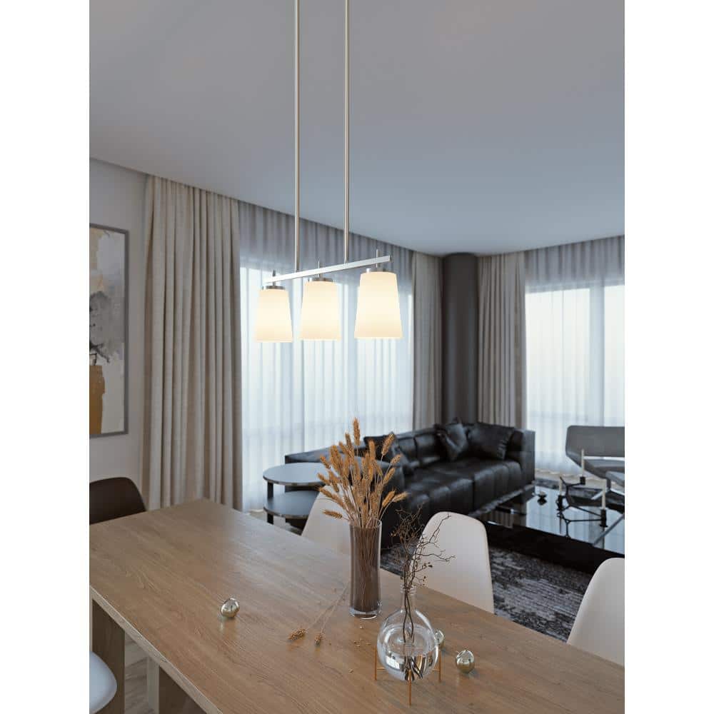Joanna Satin Nickel 23" Linear Pendant with Clear Glass Shade